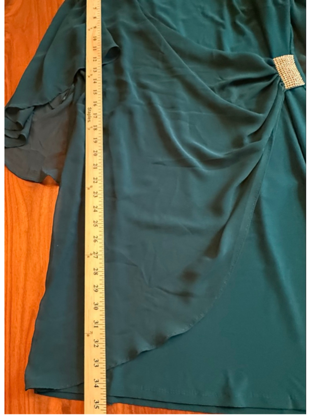 MSK Teal Mini Dress with Rhinestone Straps & Waist, Size M NWT - Picture 12 of 12